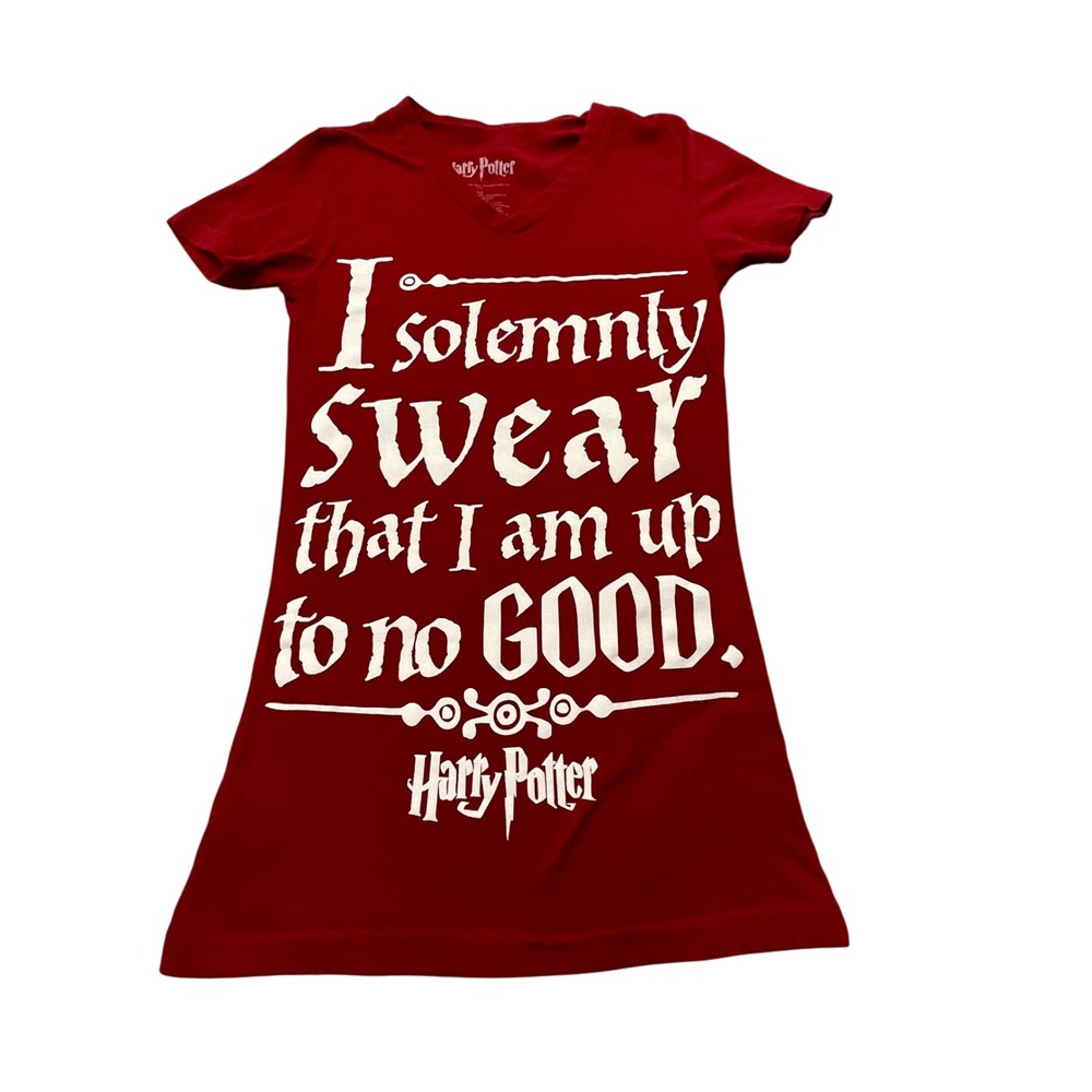Harry Potter I Solemnly Swear Graphic T Shirt Top‎ Tee Red XS